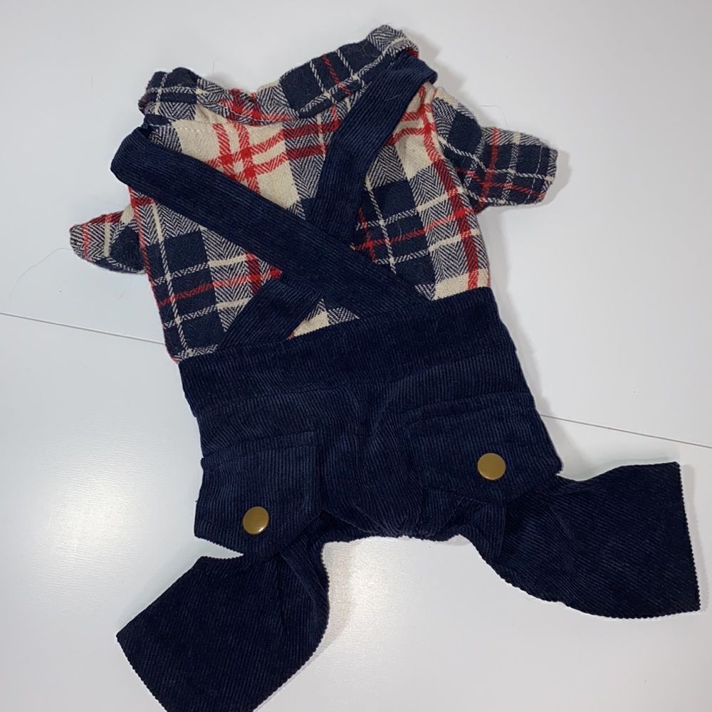 Flannel & Corduroy Dog Overalls Jumpsuit - Picture 5 of 8